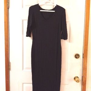 Black stretchy mid calf dress